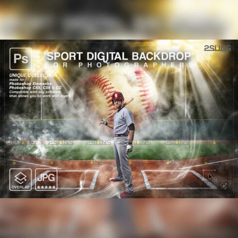 Baseball Sports Backdrop Digital Background Cover Image.