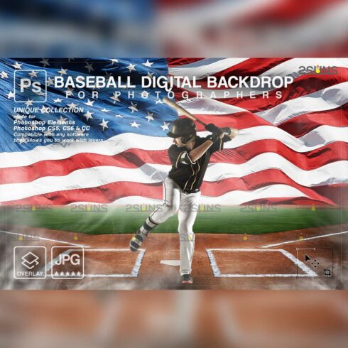 Baseball Photo Backdrop Sports Digital Photoshop Overlay Cover Image.