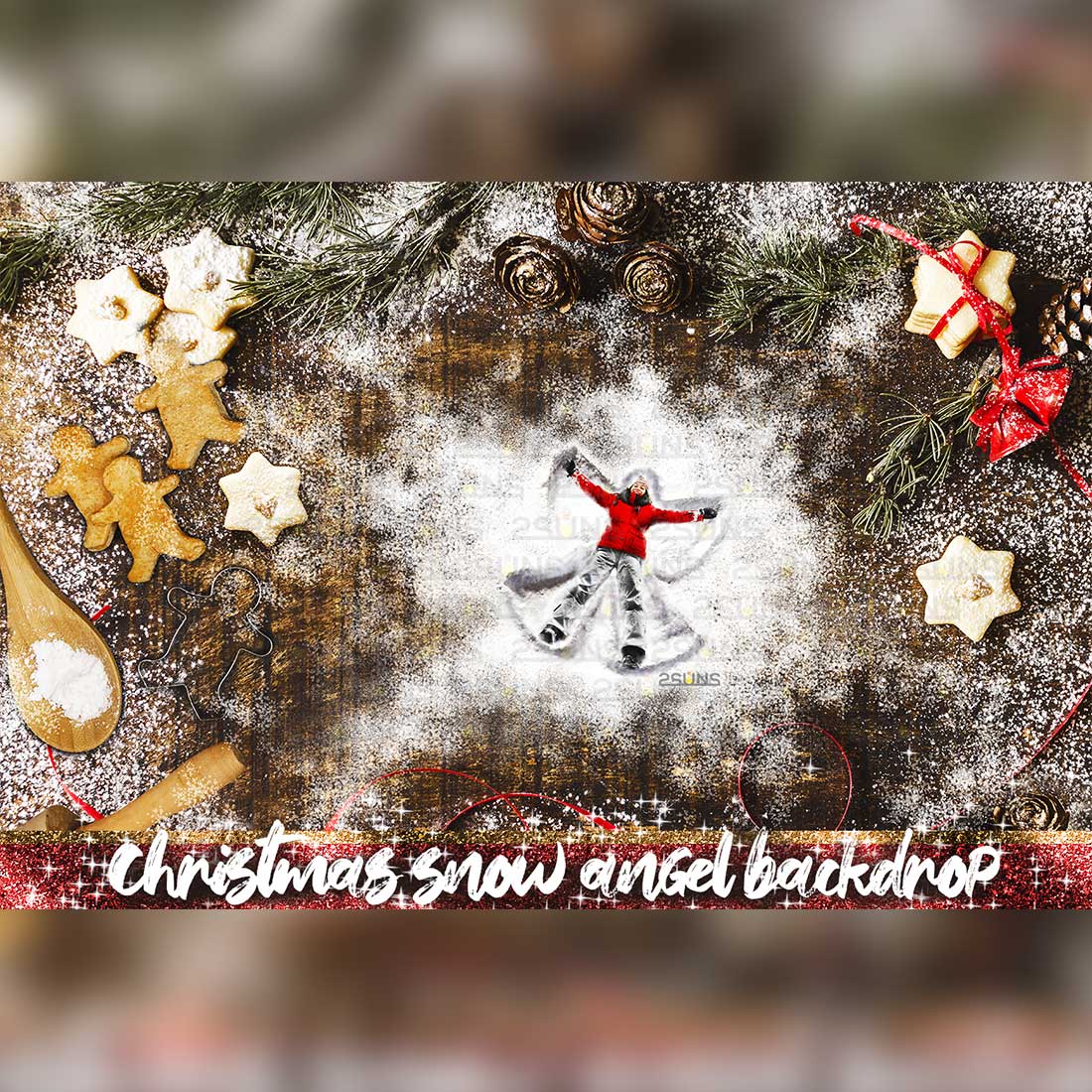 Gingerbread Christmas Digital Backdrop Overlays Cover Image.