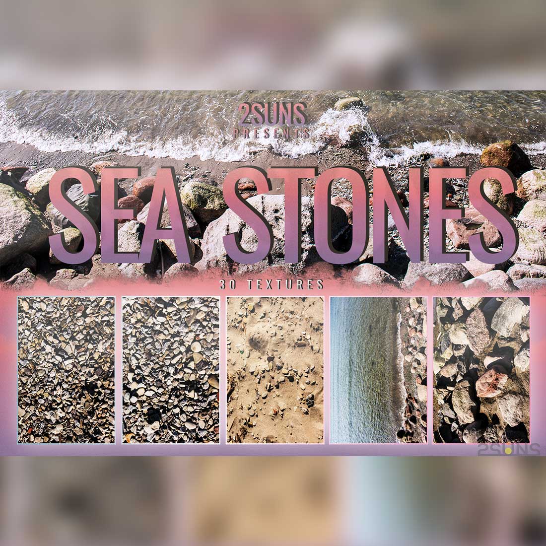 Nature Sea Stone Textures Photoshop Overlays Cover Image.