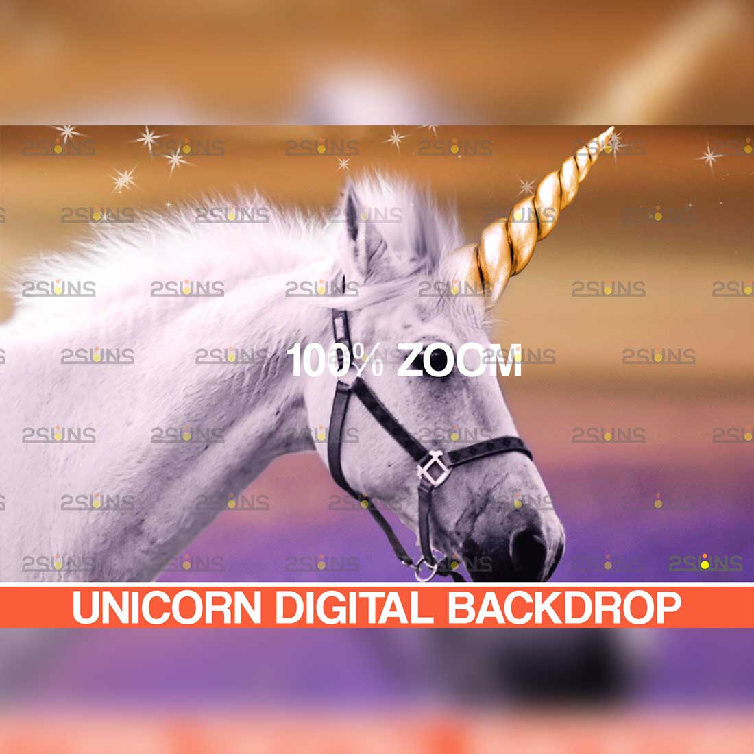 Unicorn Floral Digital Backdrop Background Preview Image.