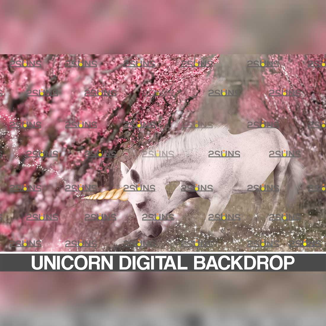 Unicorn And Magic Digital Background Preview Image.