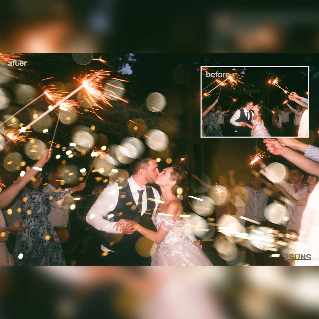 Wedding Sparkler Photoshop Overlay Preview Image.