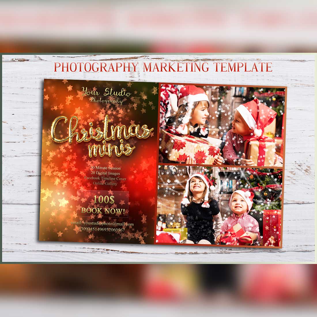 Christmas Mini Session Marketing Instagram Ad Template Preview Image.
