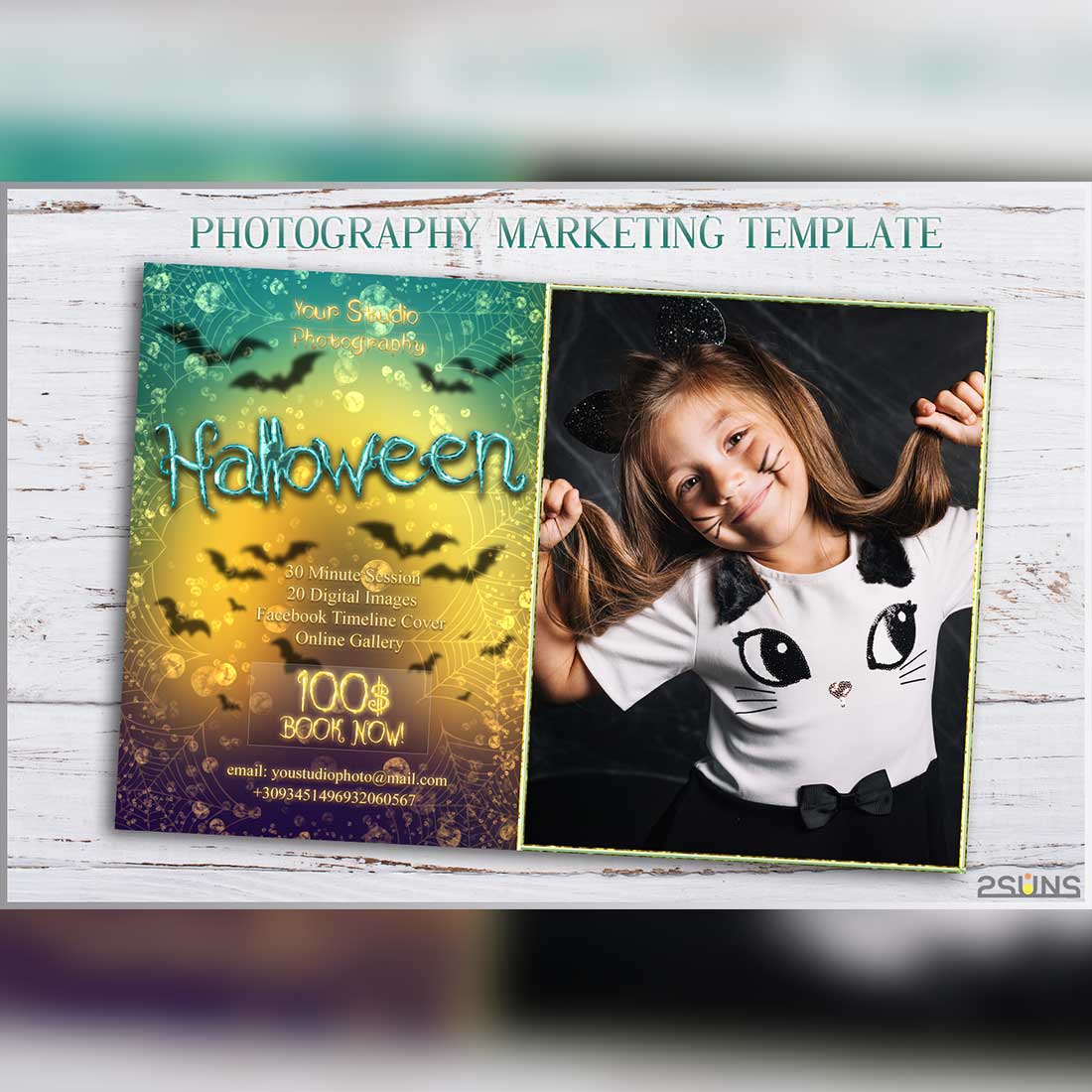 Photoshop Halloween Mini Session Marketing Template Preview Image.