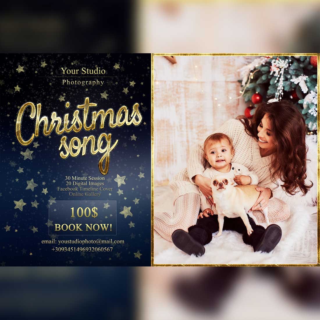 Christmas Mini Session Instagram And Facebook Template Preview Image.