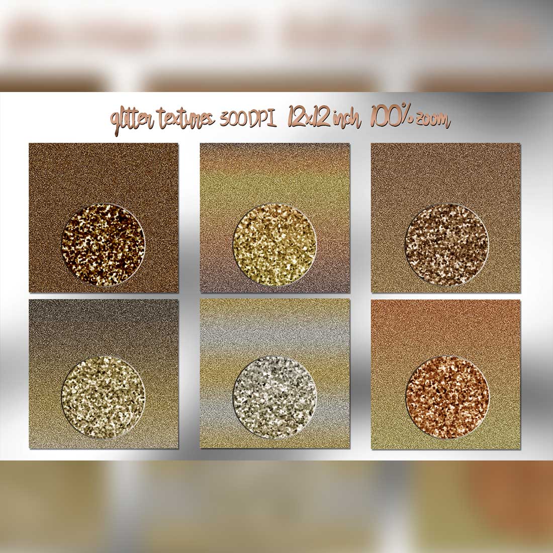Gold Glitter Digital Paper Pack Foil Texture Preview Image.