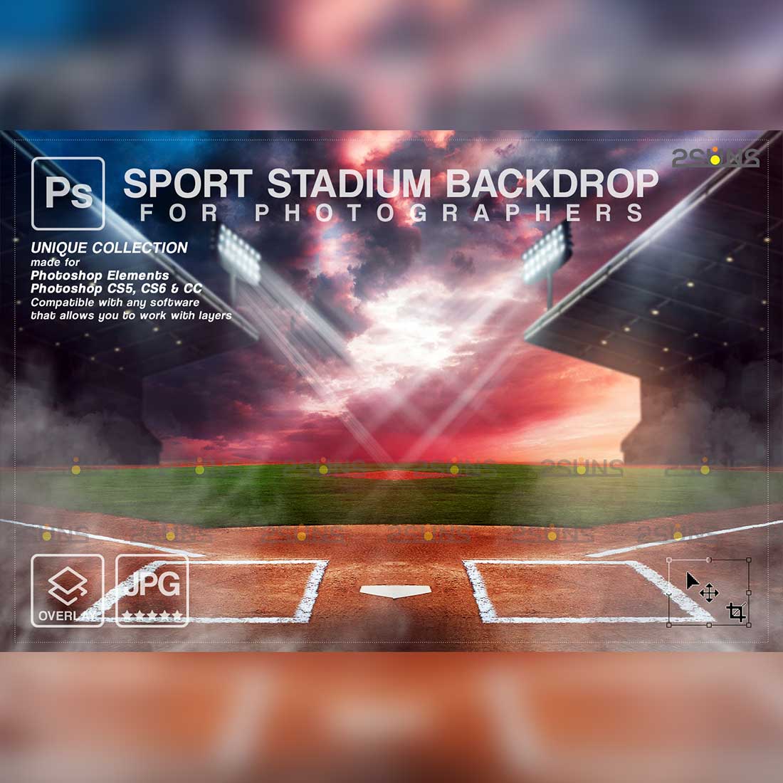 Baseball Backdrop Sports Digital Background Preview Image.