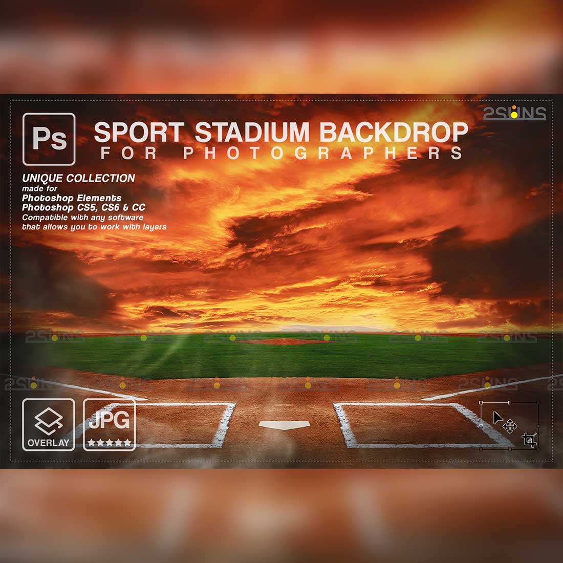 Baseball Backdrop Sports Digital Photoshop Background Preview Image.