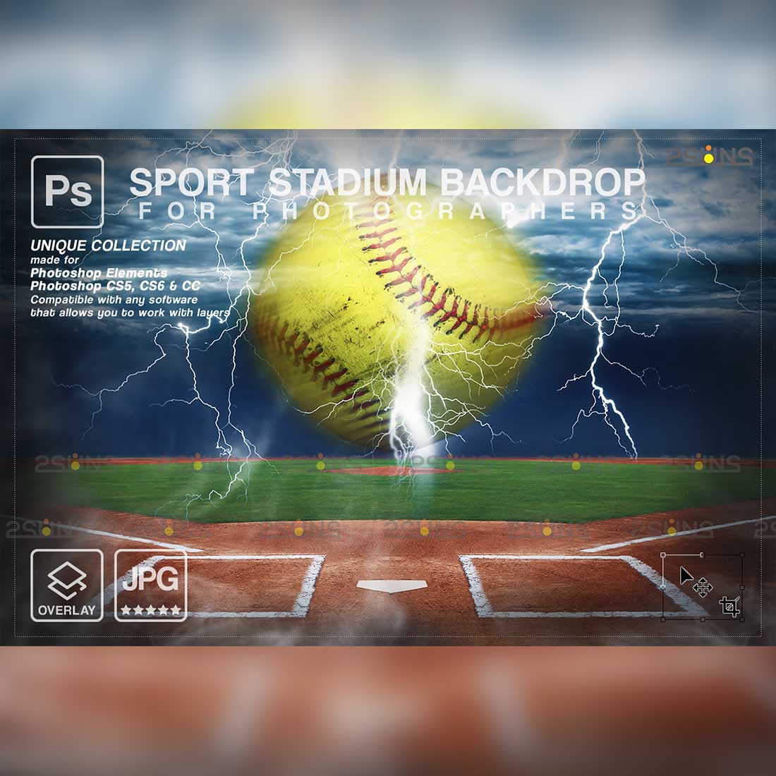 Softball Backdrop Sports Digital Preview Image.