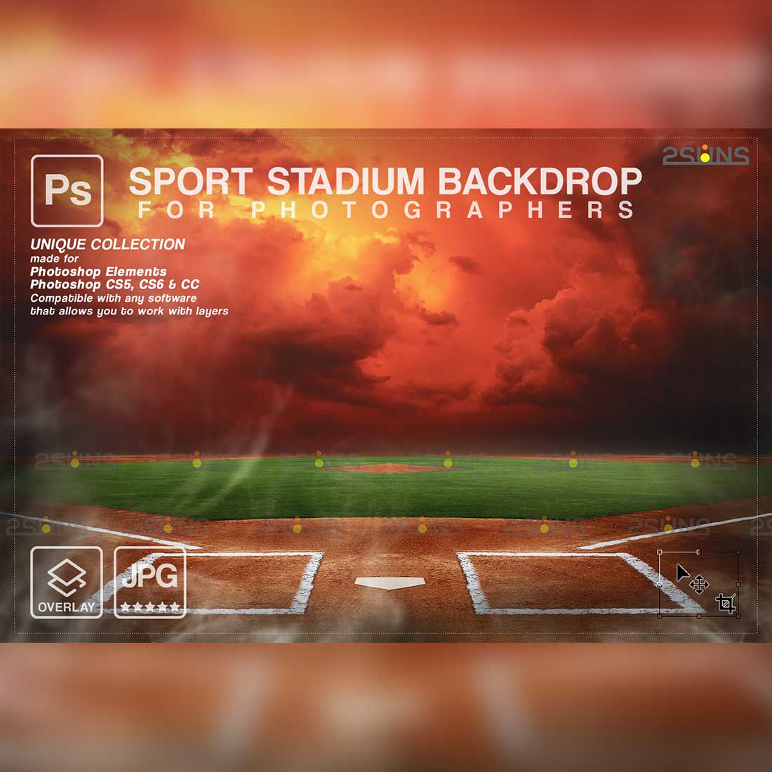 Baseball Backdrop Sports Digital Background Templates Preview Image.