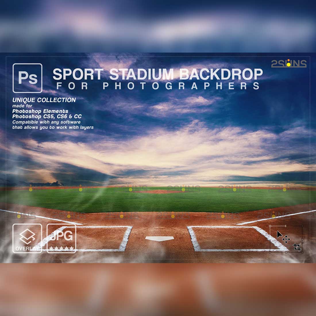Baseball Sports Digital Photoshop Overlay Preview Image.
