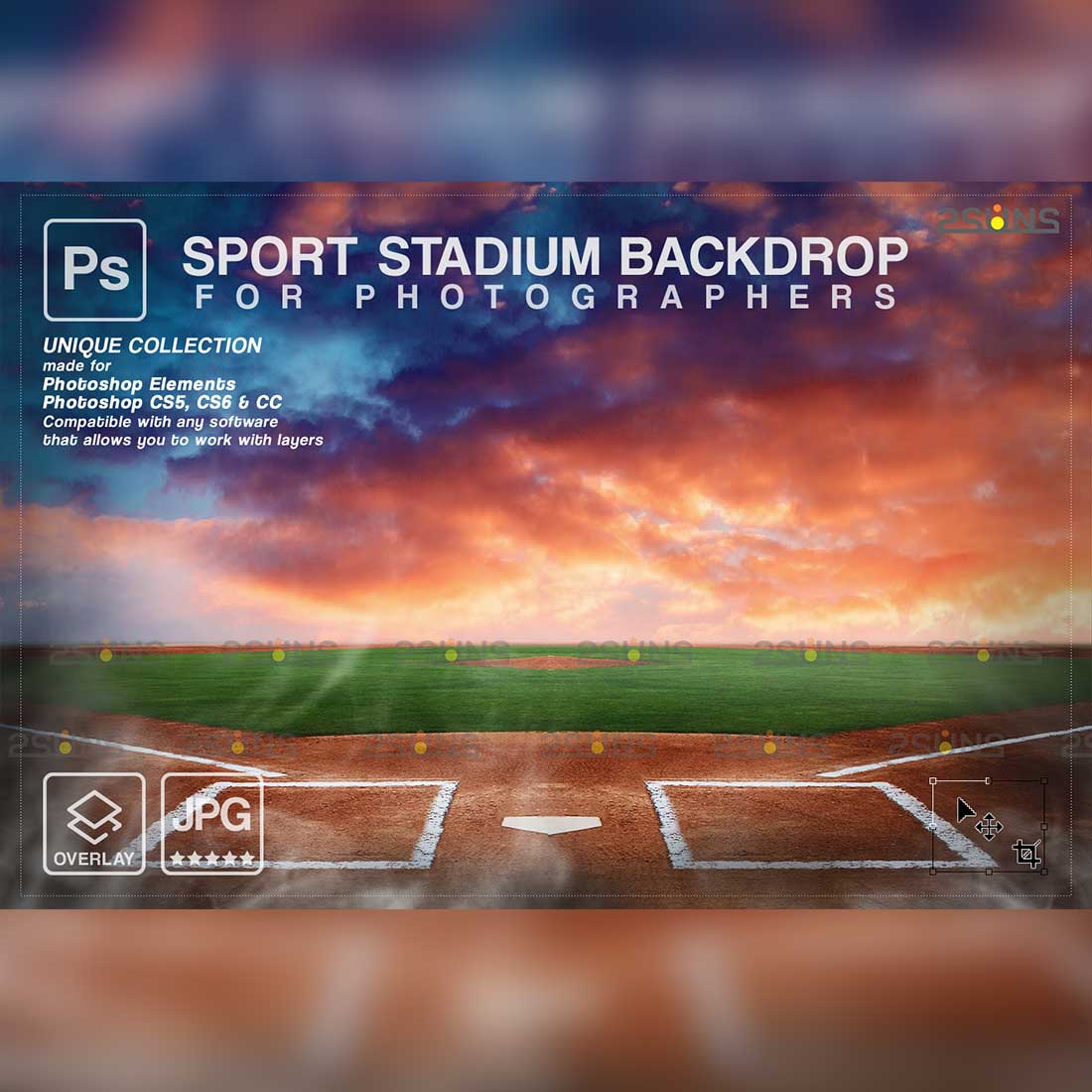 Modern Baseball Backdrop Sports Digital Background Preview Image.
