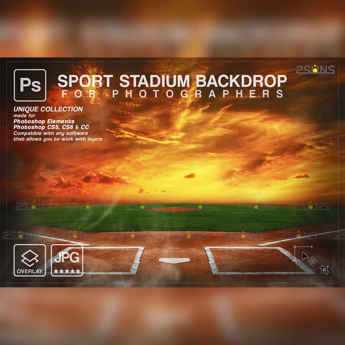 Stylish Baseball Backdrop Sports Digital Background Preview Image.
