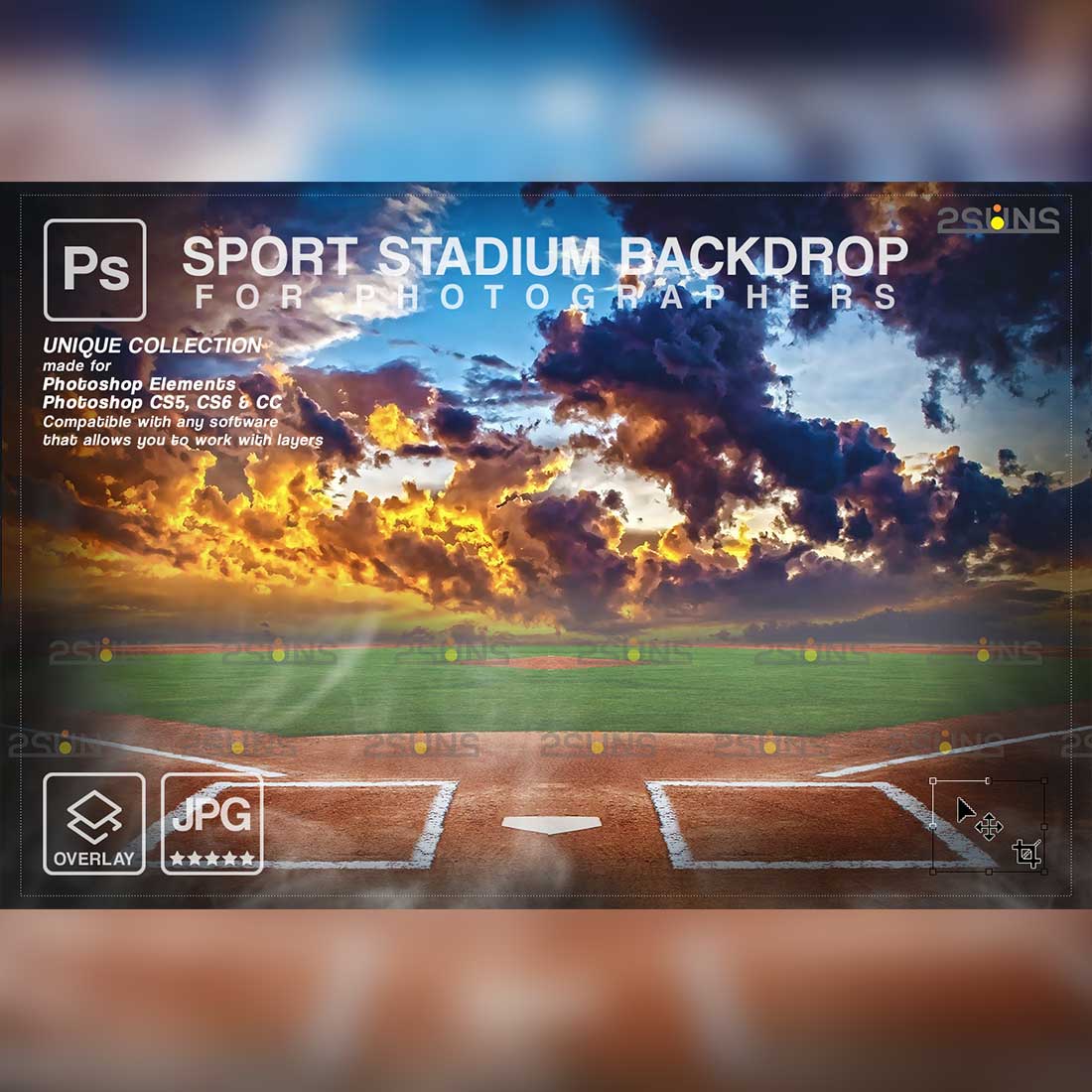 Amazing Softball Backdrop Sports Digital Background Preview Image.
