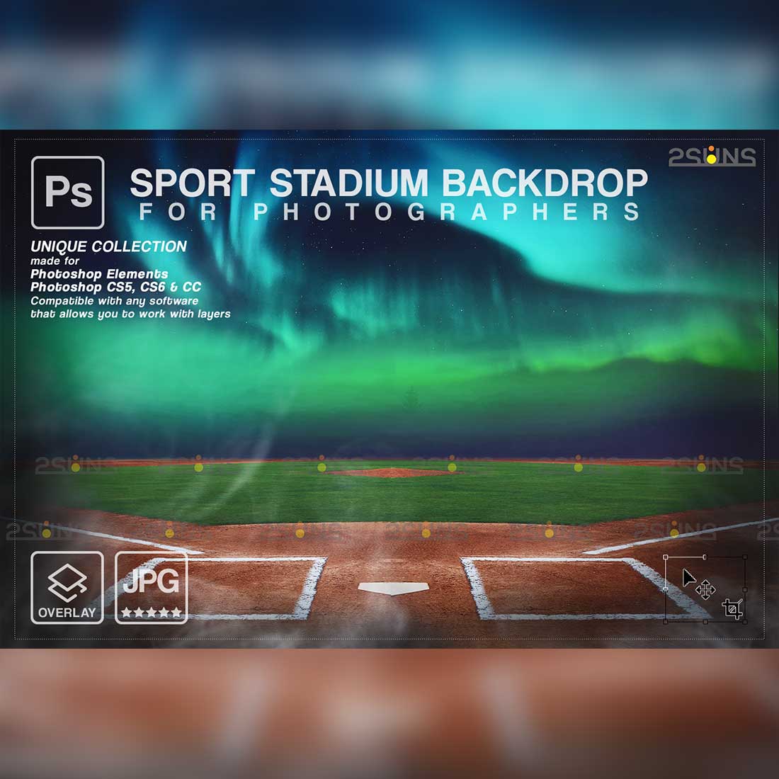 Baseball Stadium Backdrop Sports Digital Background Preview Image.