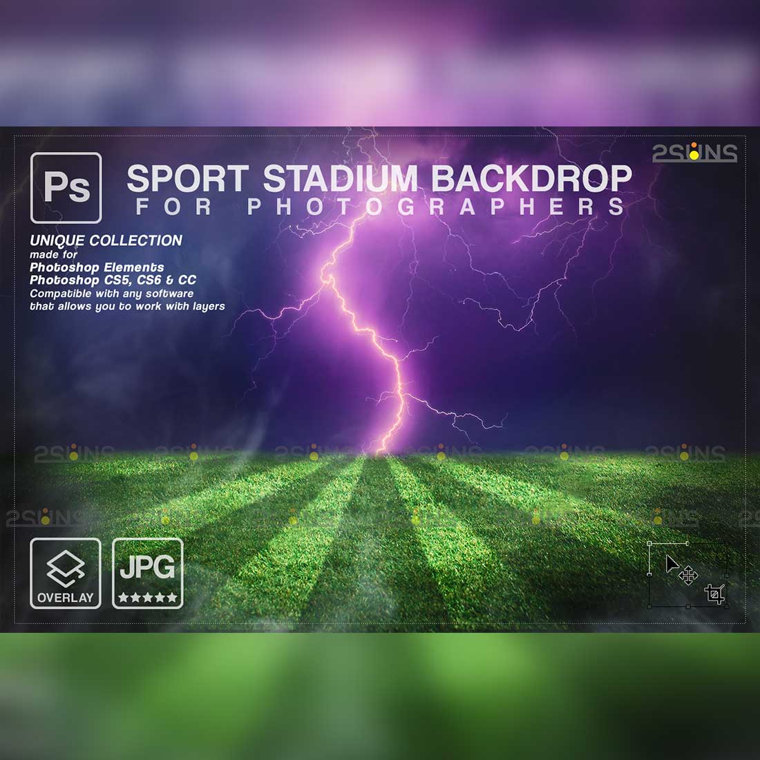 Football Backdrop Sports Digital Photoshop Overlay Preview Image.