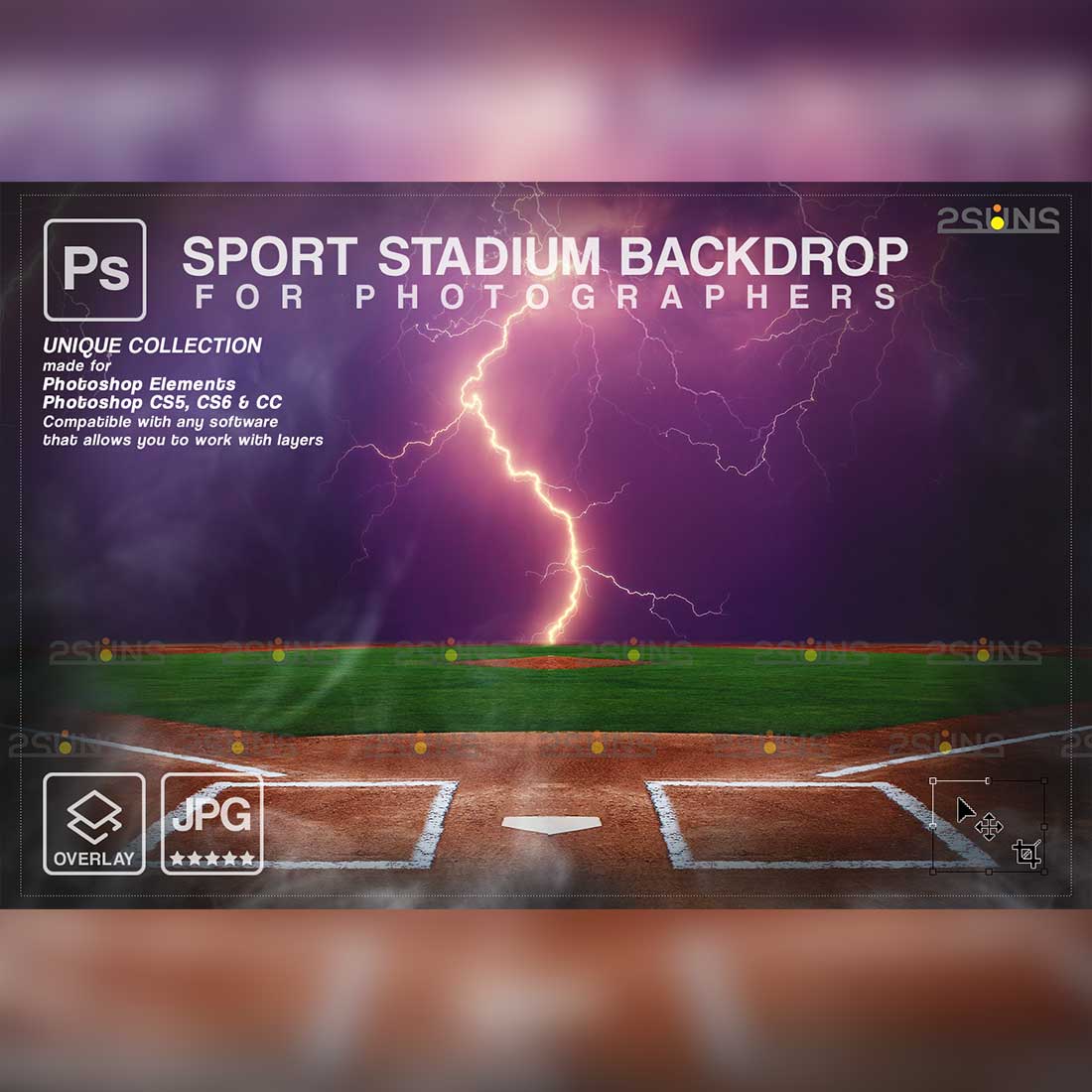 Baseball Amazing Backdrop Sports Digital Photoshop Overlay Preview Image.