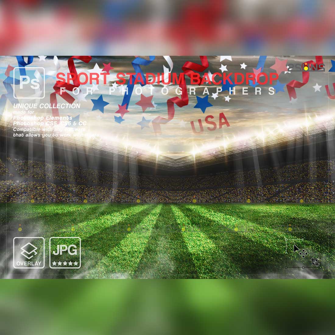 Beautiful Football Backdrop Sports Digital Photoshop Overlay Preview Image.