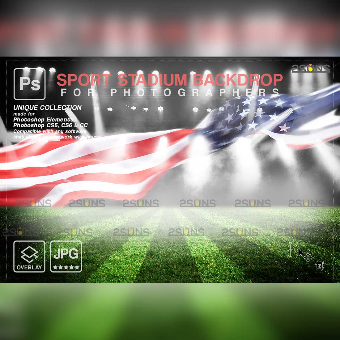 Stylish Football Backdrop Sports Digital Photoshop Overlay Preview Image.