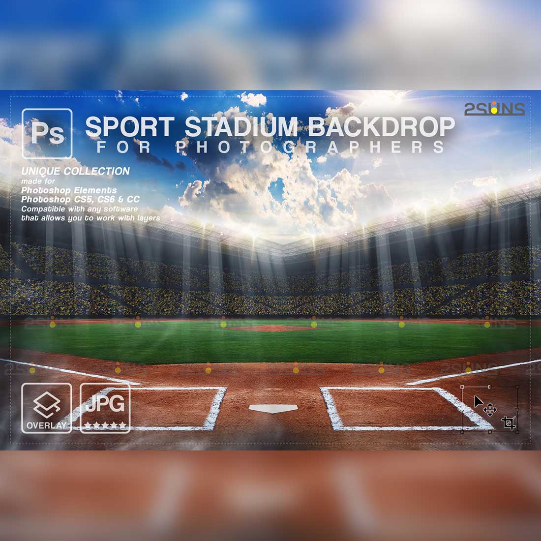 Beautiful Baseball Backdrop Sports Digital Overlay Preview Image.