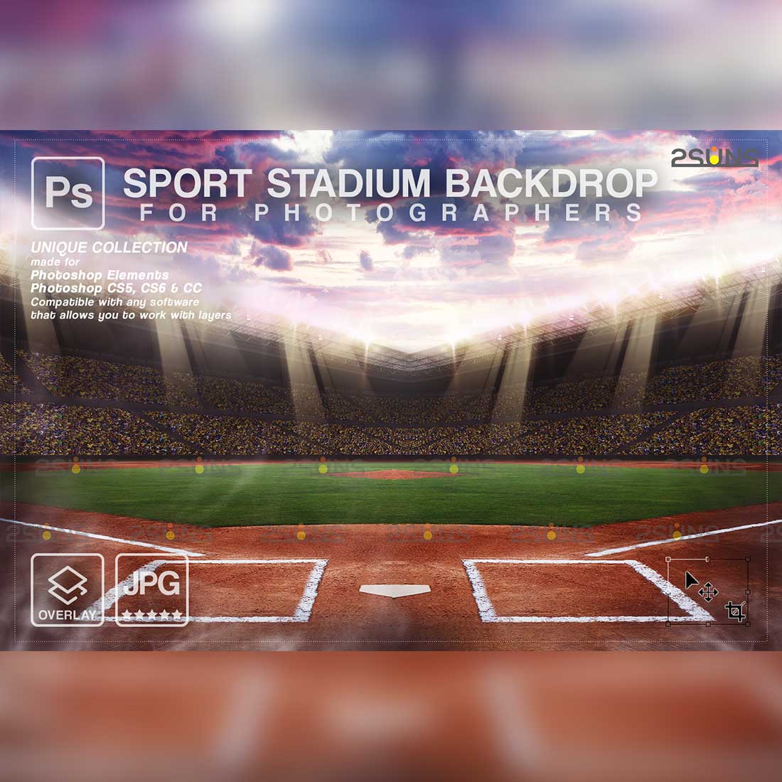 Stylish Softball Backdrop Sports Digital Background Preview Image.