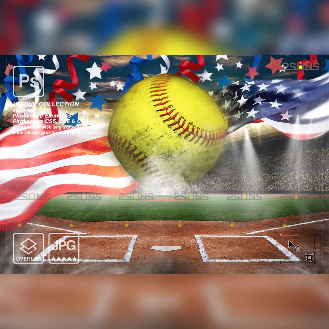 Softball And Baseball Backdrop Sports Digital Background Preview Image.