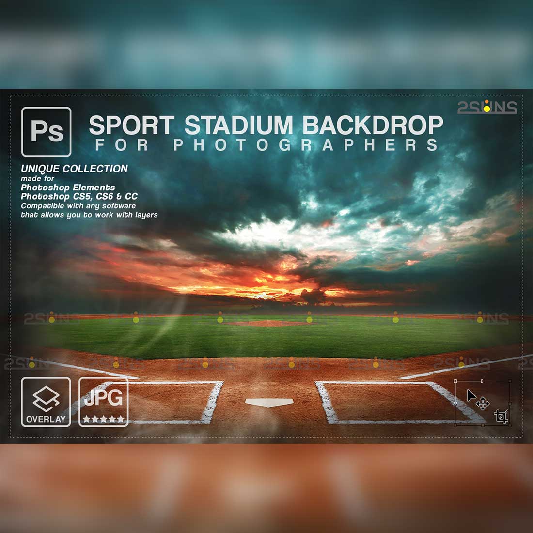 Baseball Backdrop Sports Sky Digital Background Preview Image.