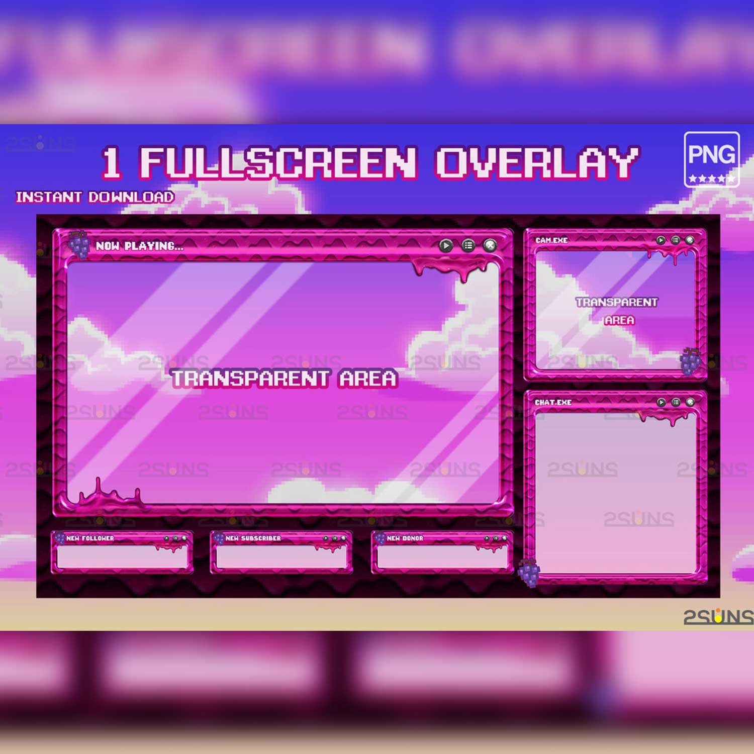 Green Vtuber Twitch Panels Streaming Overlay Package.