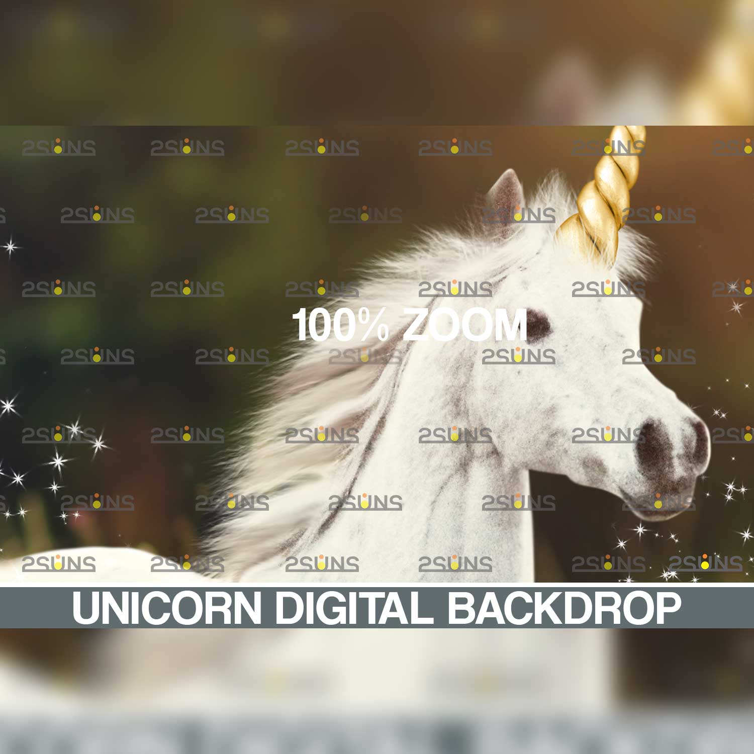 Magic Unicorn Digital Background Head Example.