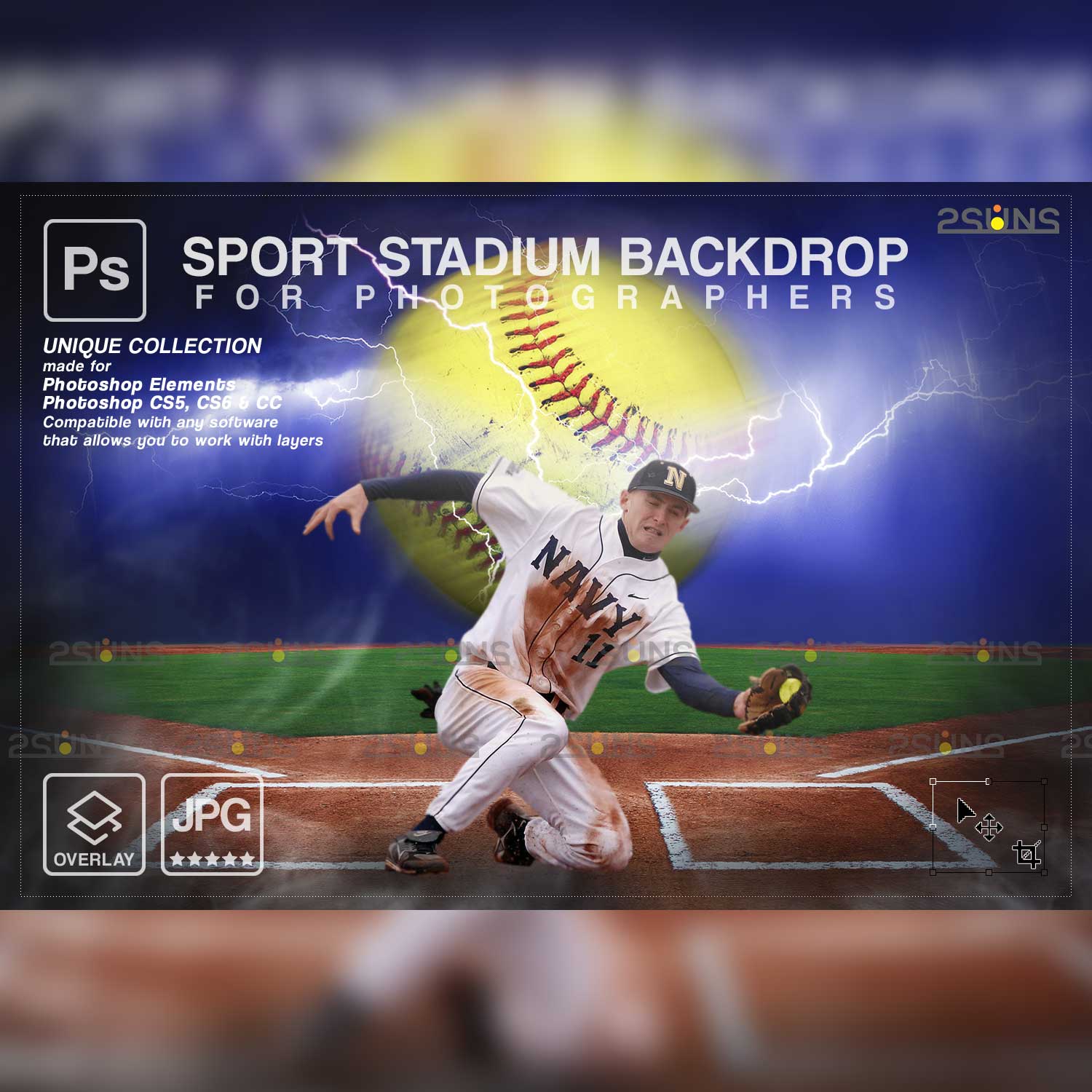 Softball Stylish Backdrop Sports Digital Background Overlay Facebook Image.