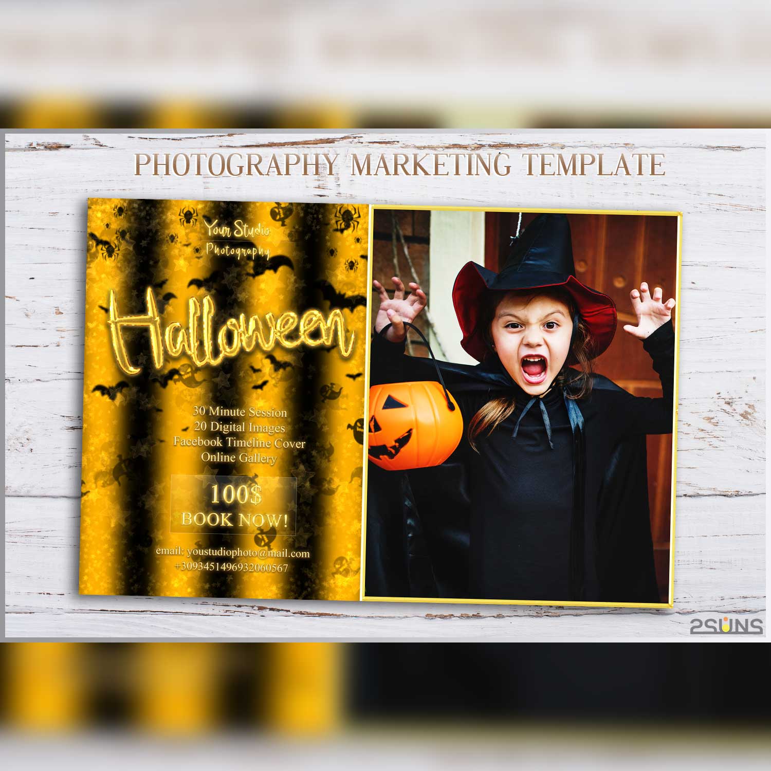 Halloween Fall Marketing Board Photoshop Template Example.