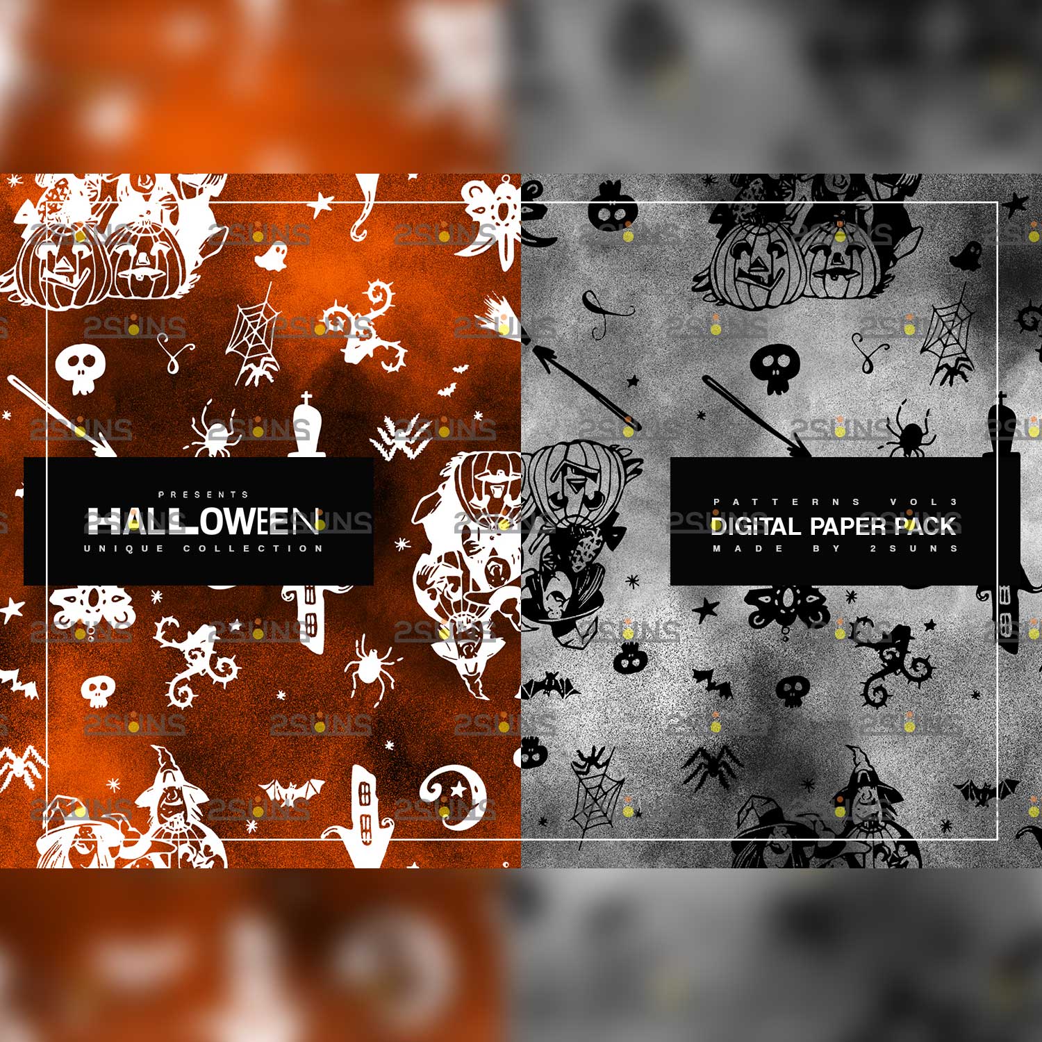 Halloween Gothic Digital Paper Seamless Patterns.