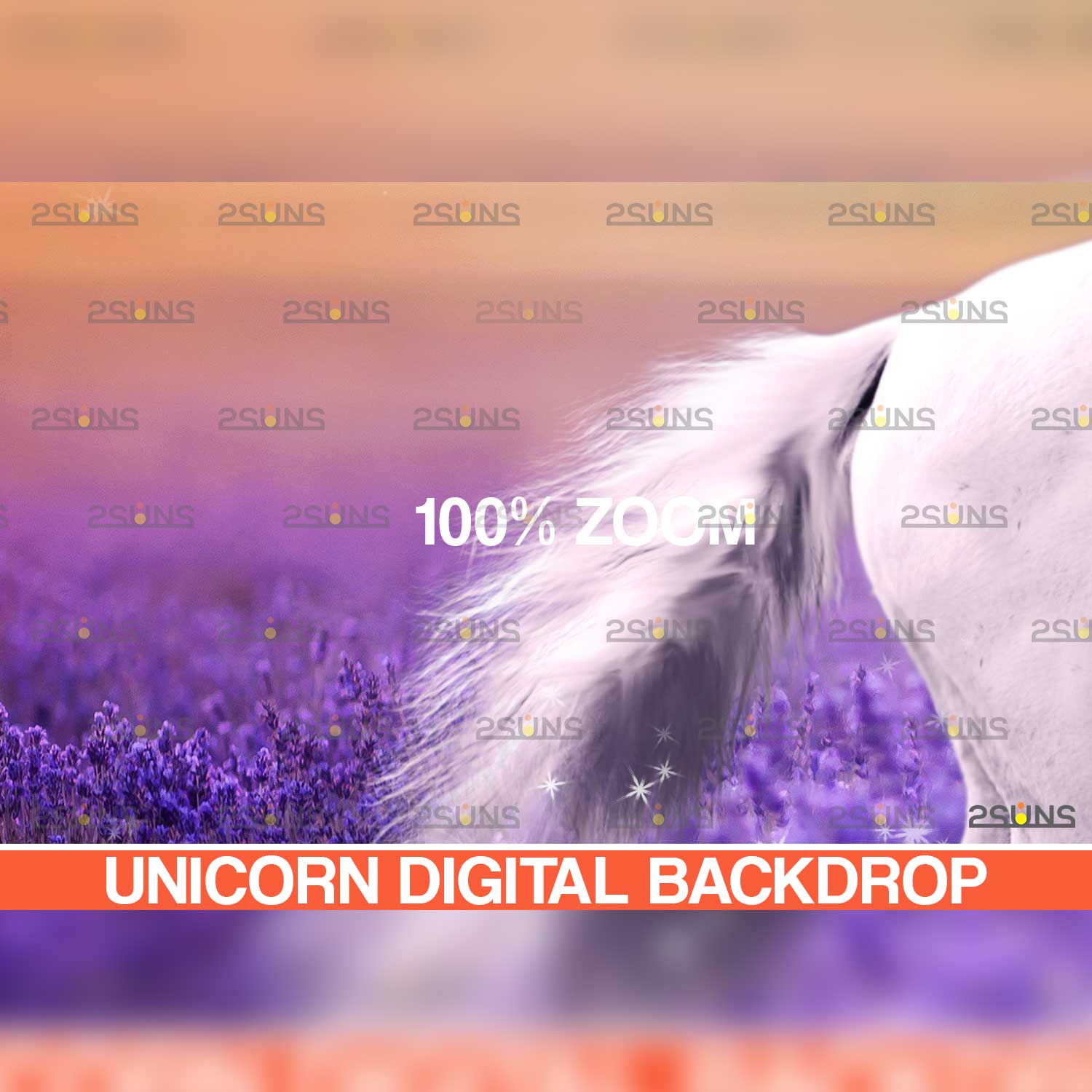 Unicorn Floral Digital Backdrop Background Tail Example.