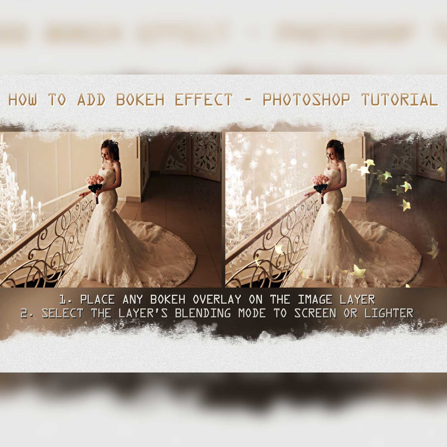 Prism Christmas Bokeh Holographic Photoshop Overlays Bride Portrait.