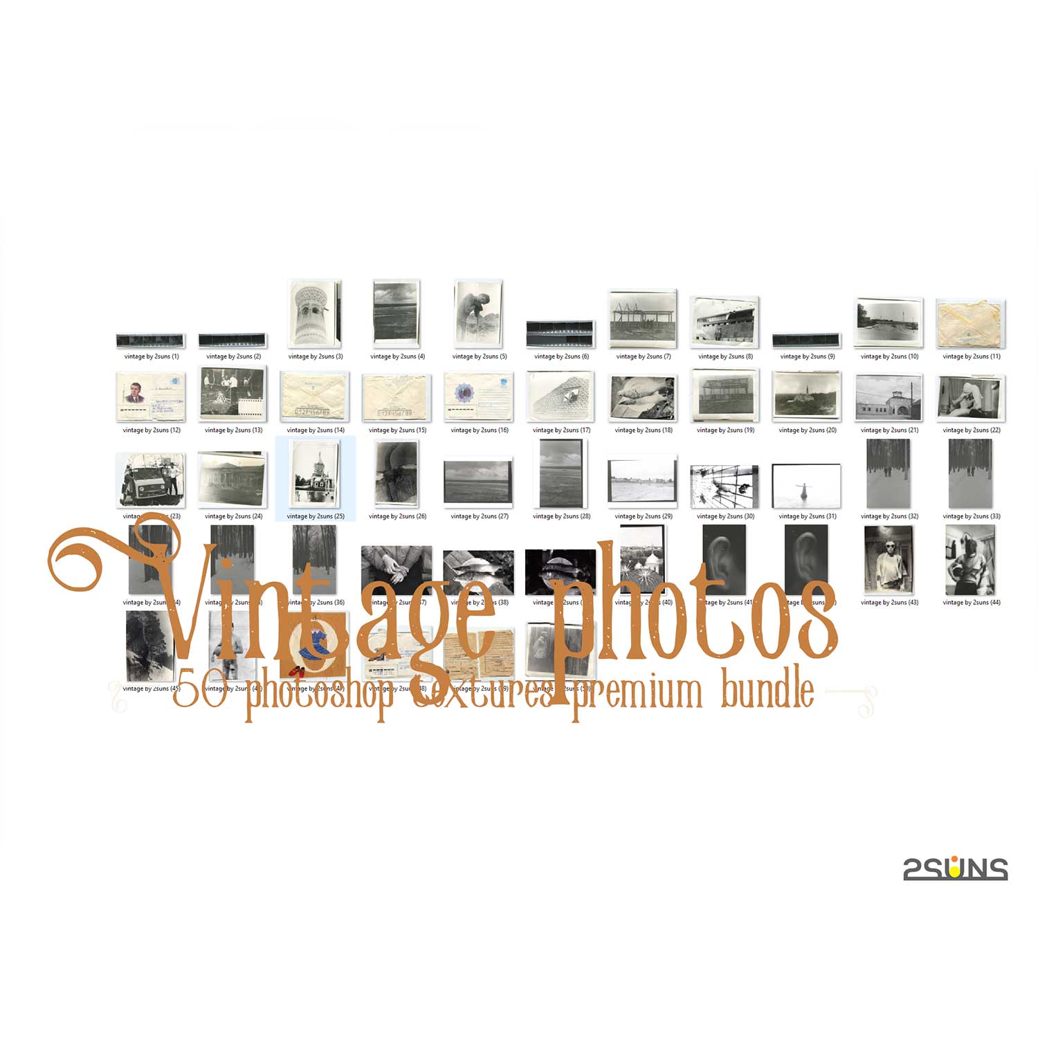 Premium Bundle Retro Photos Vintage Photoshop Textures Grid Photos Example.