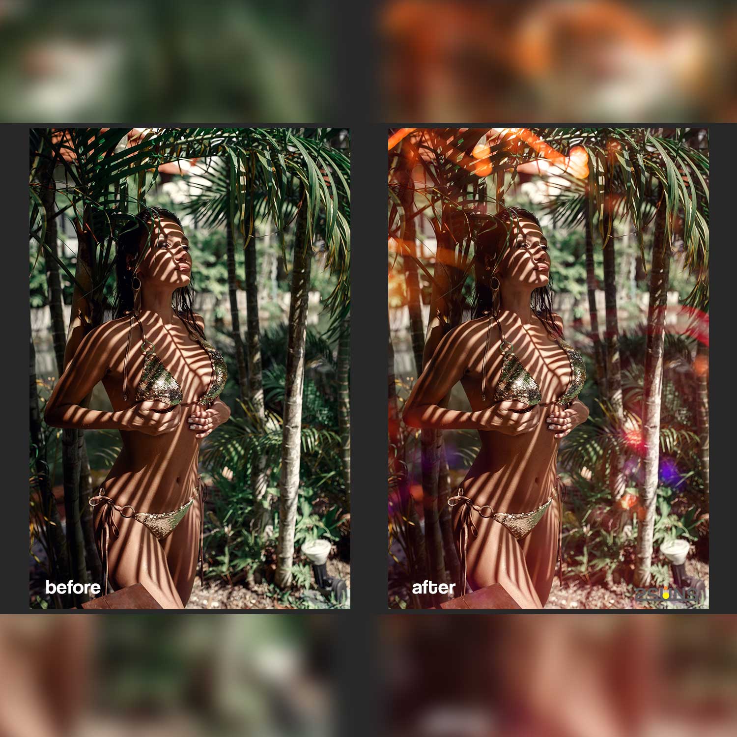 Christmas Bokeh And Prism Neon Purple Diamond Overlays Girl In Forest Example.