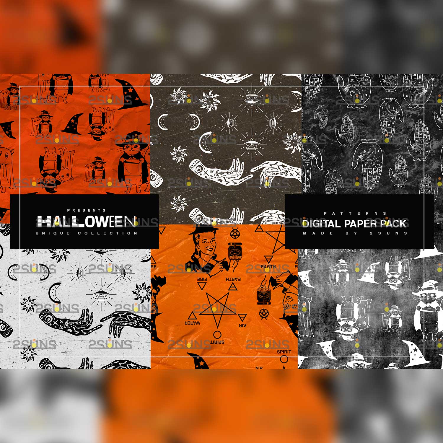 Gothic Halloween Digital Paper Seamless Patterns.