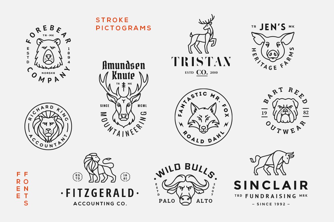 So stylish logo collection with different animals.
