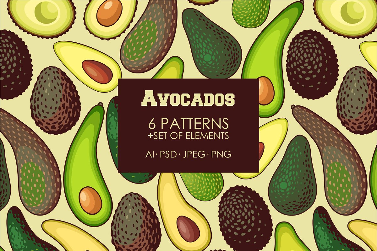 Cover image of Avocados Patterns.