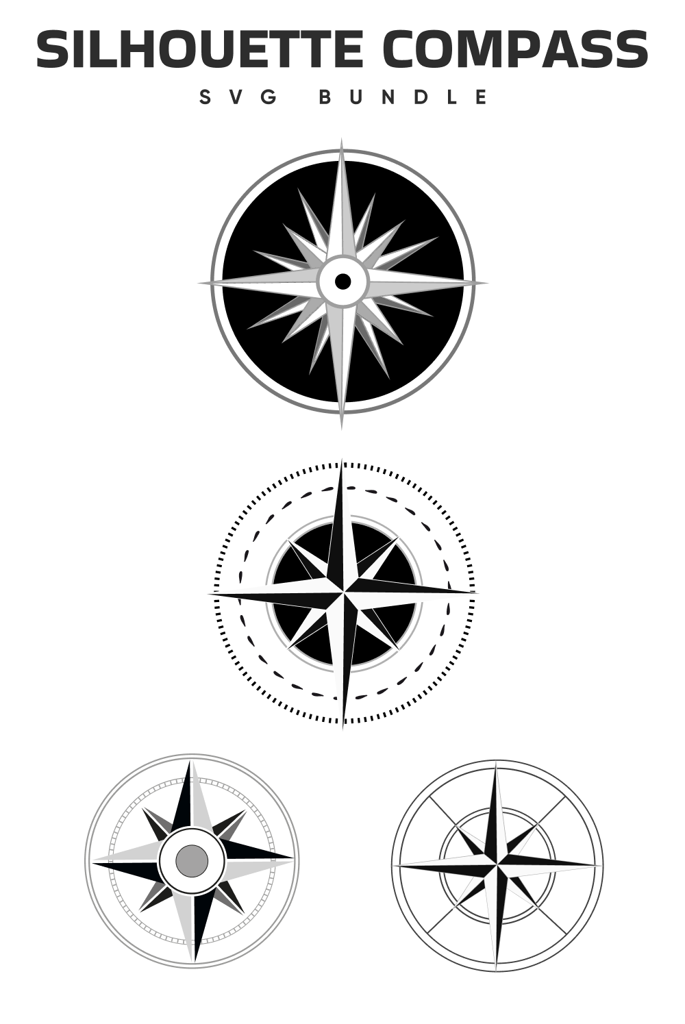 Modern silhouette compass collection.