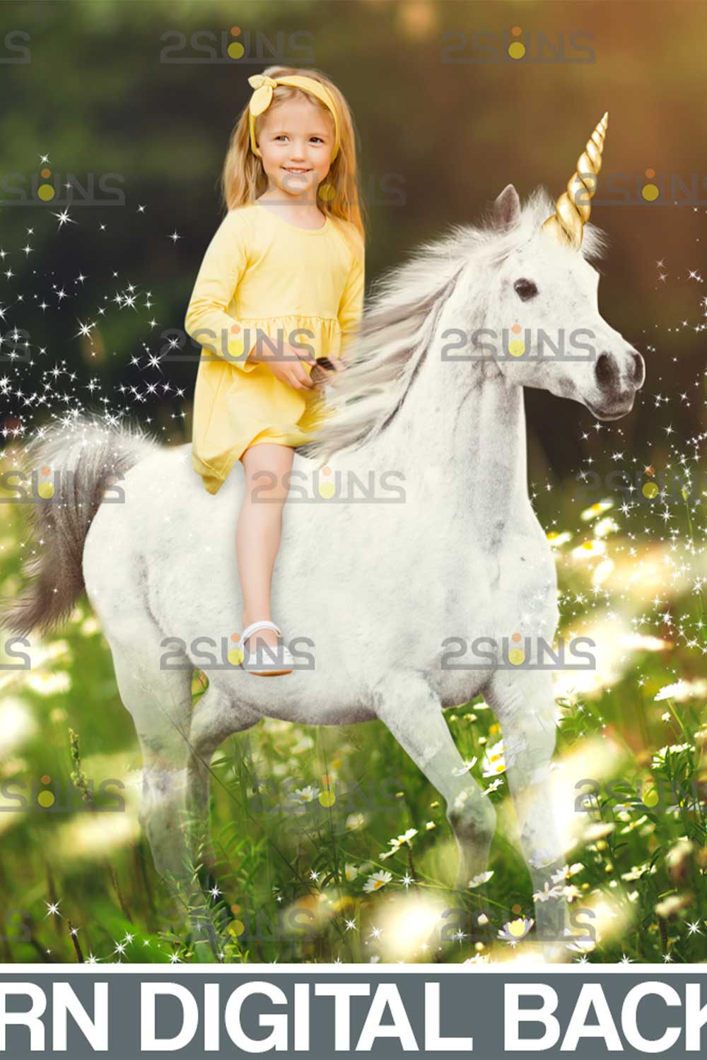 Magic Unicorn Digital Background Pinterest Image.