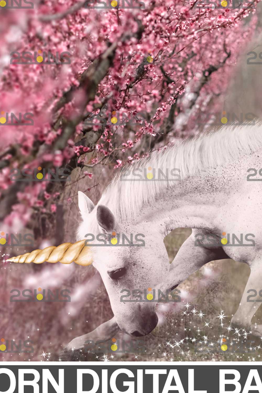 Unicorn And Magic Digital Background Pinterest Image.