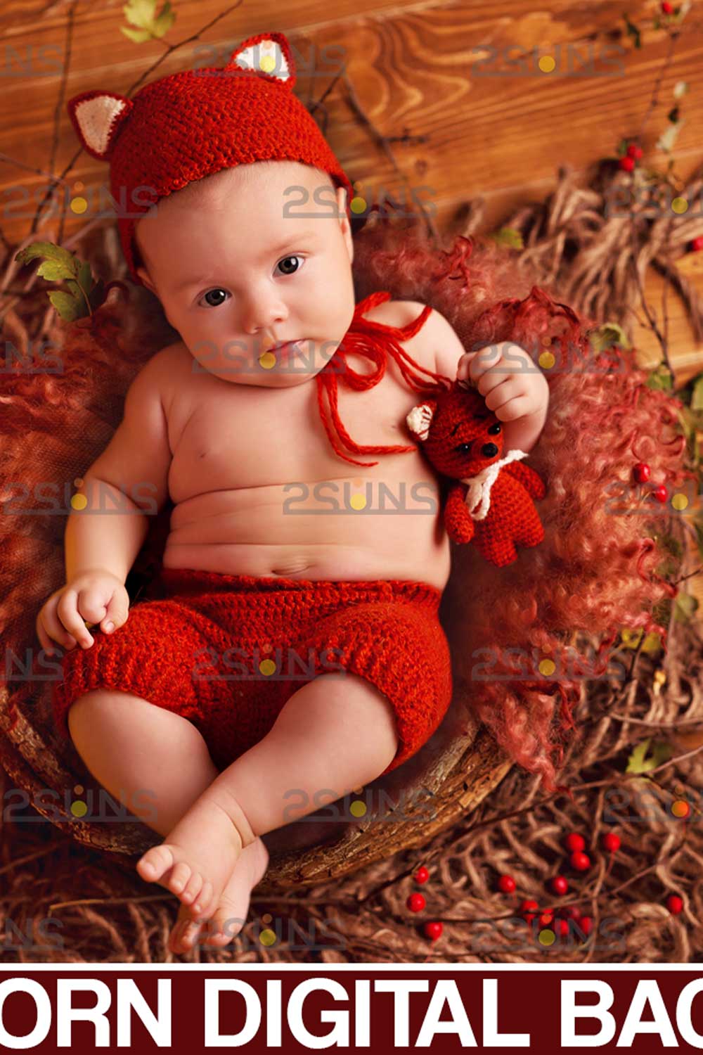 Newborn Baby Fall Digital Backdrops Pinterest Image.