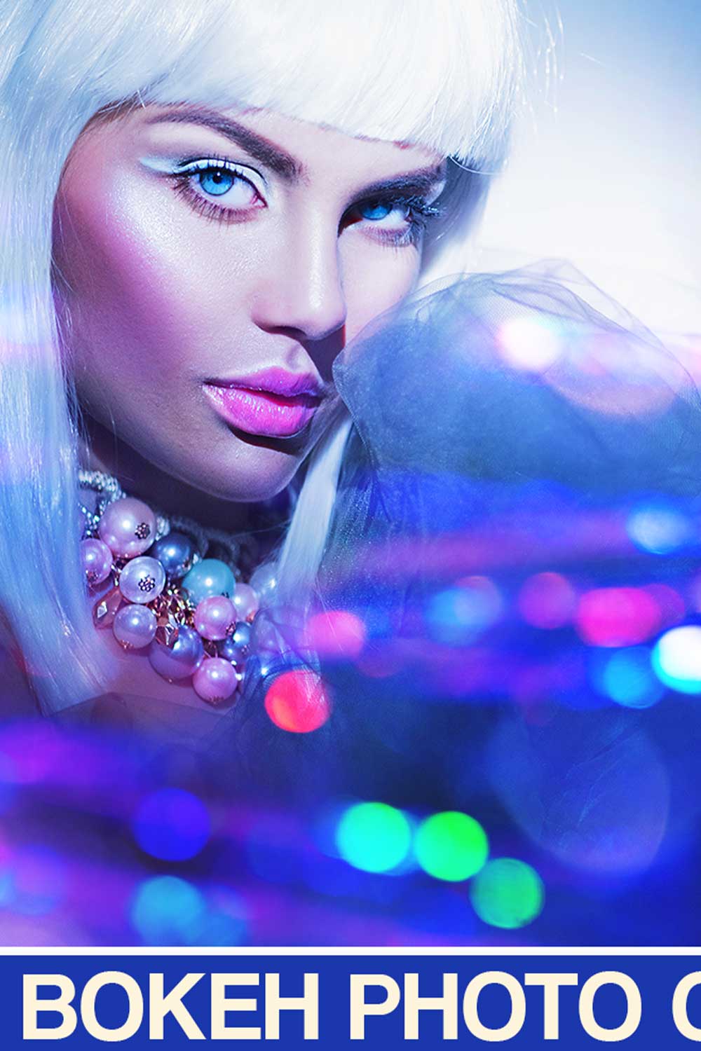 Purple Diamond Neon Christmas Bokeh Photoshop Overlays Pinterest Image.