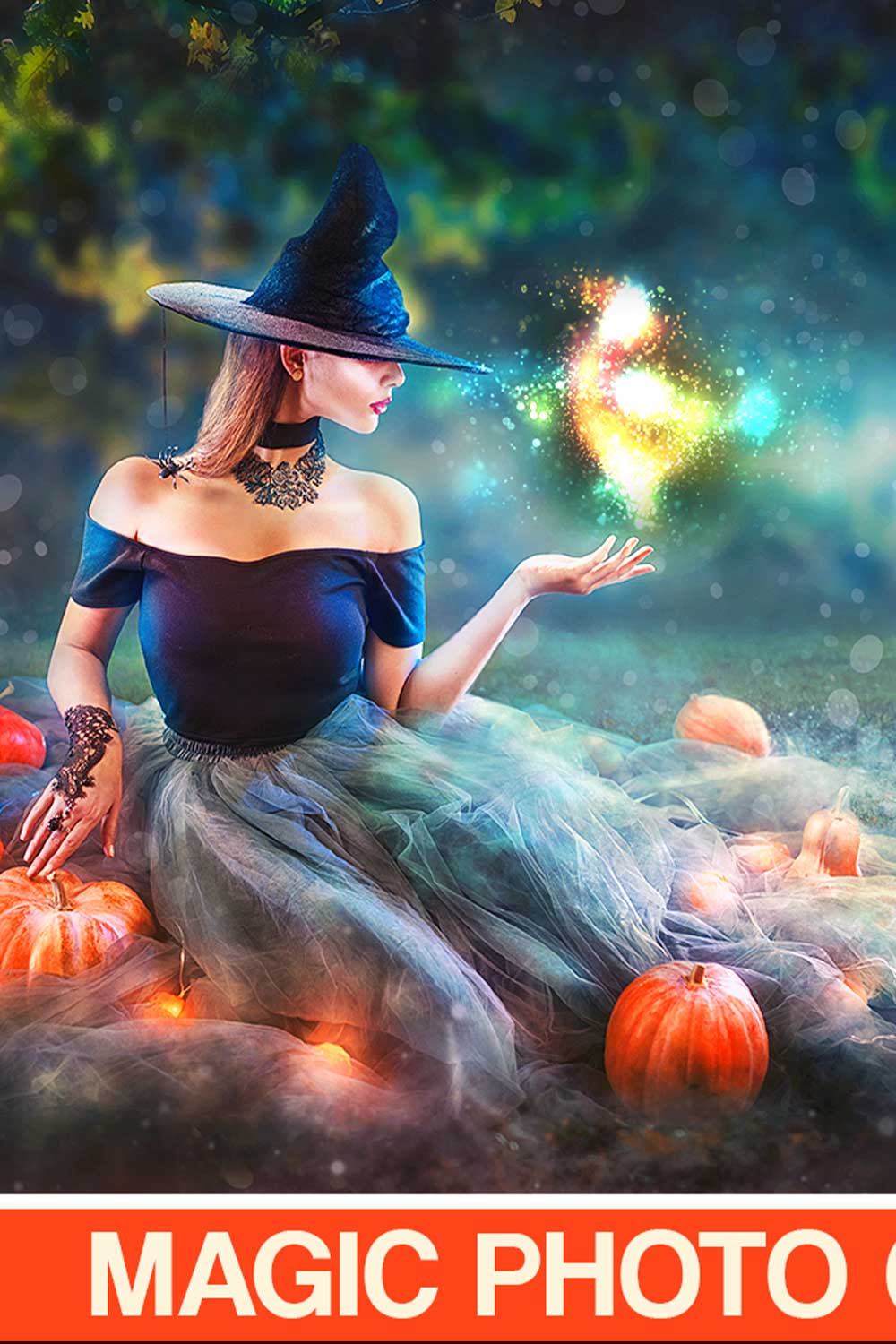 Halloween Magic Glitter Photoshop Overlay Pinterest Image.
