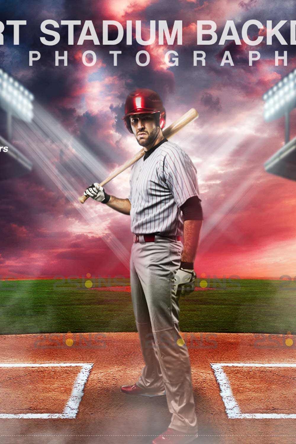 Baseball Backdrop Sports Digital Background Pinterest Image.