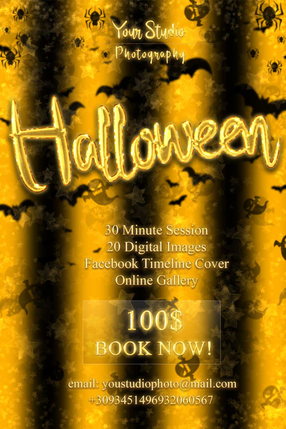 Halloween Fall Marketing Board Photoshop Template Pinterest Image.