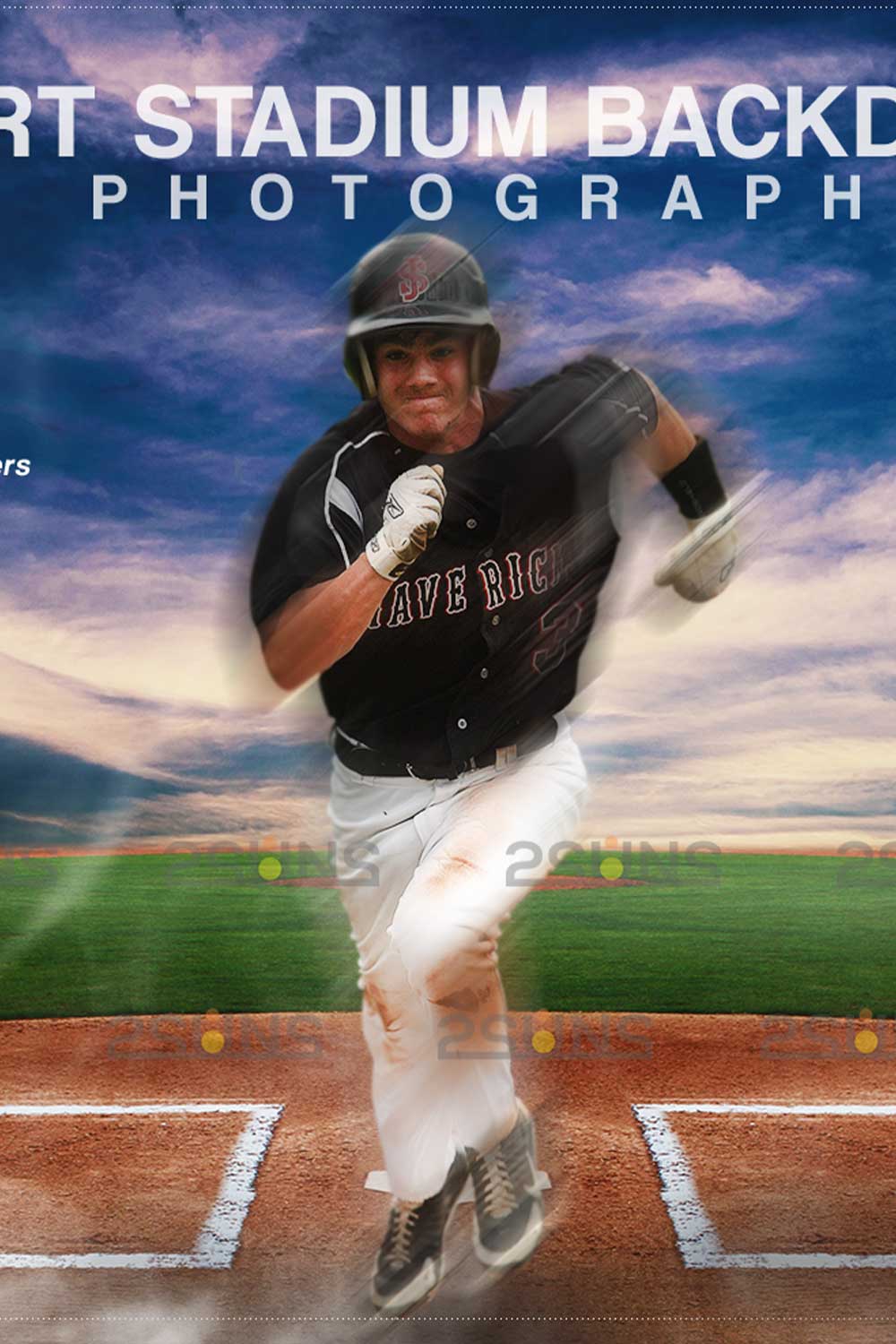 Baseball Sports Digital Photoshop Overlay Pinterest Image.