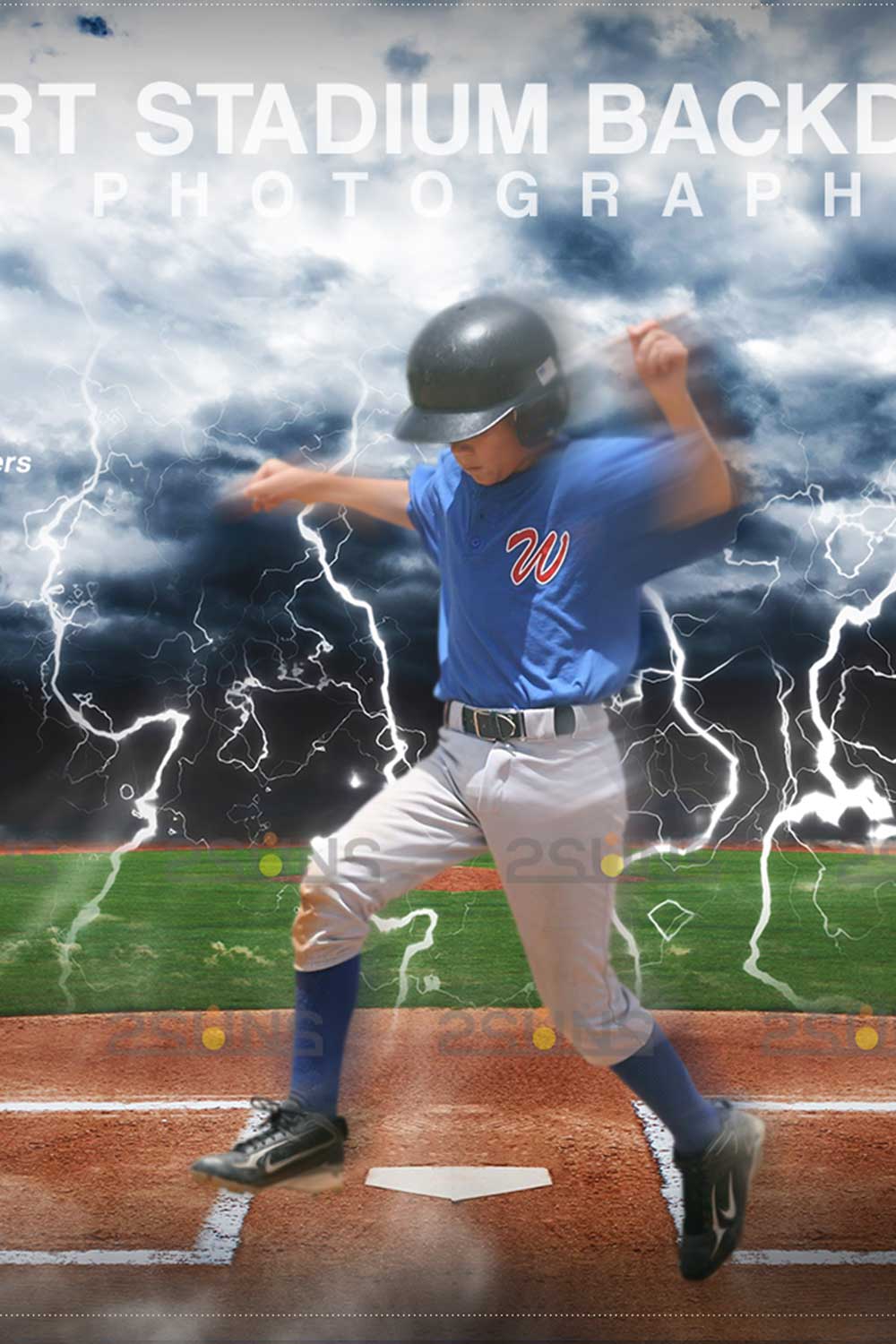 Stylish Baseball Backdrop Sports Digital Photoshop Overlay Pinterest Image.